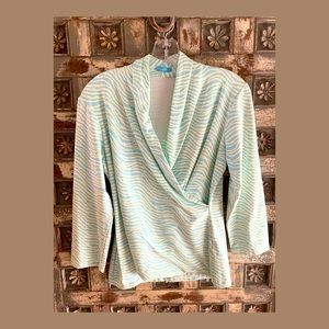 J. McLaughlin Blue/Cream Shirt